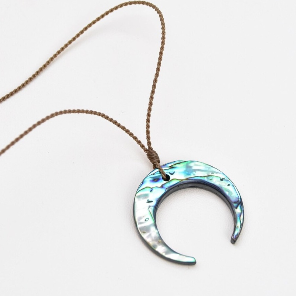 Iridescent Crescent Pendant Necklace